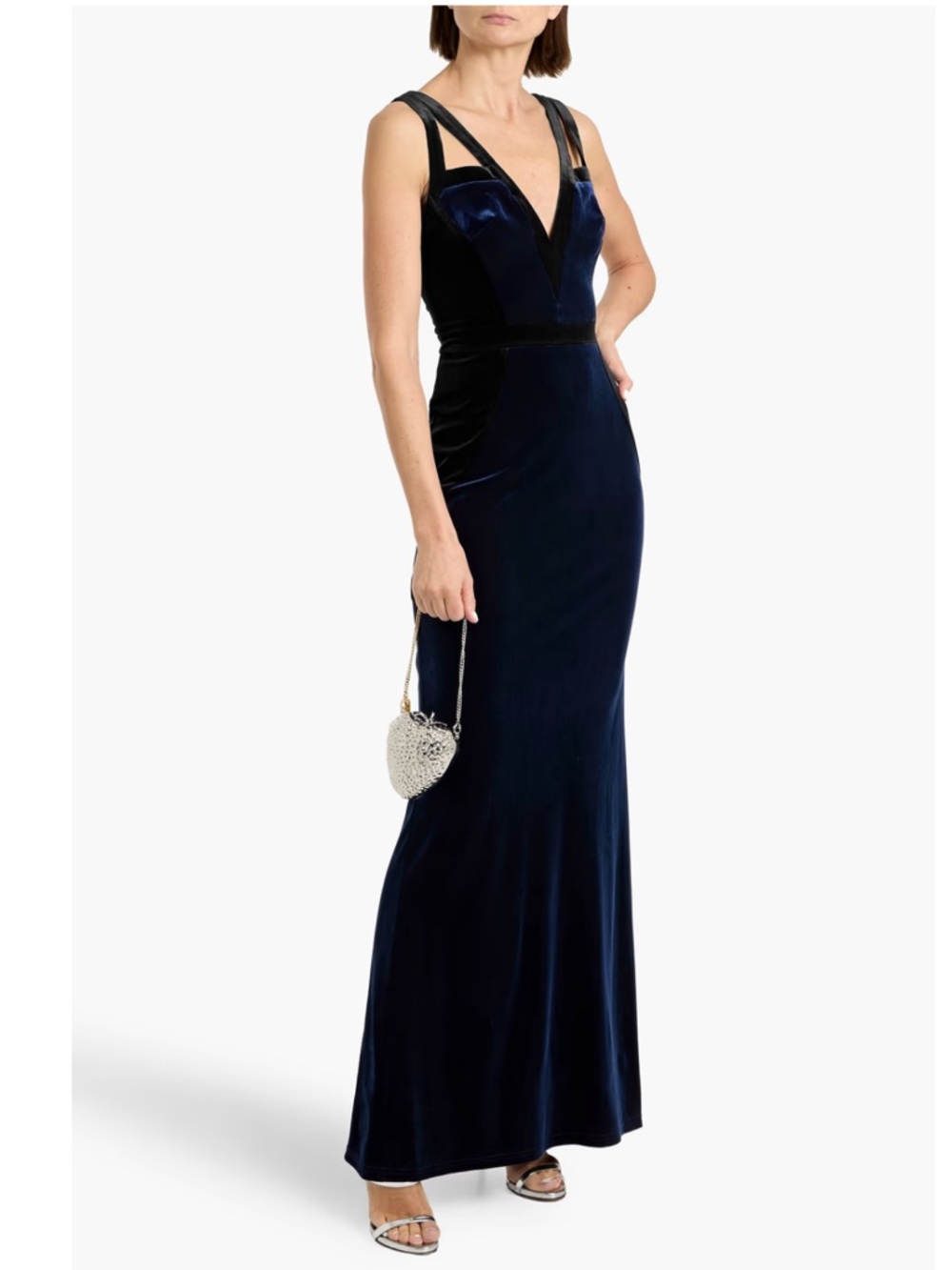 NWT MARCHESA NOTTE Two-tone velvet gown Navy/Black Size 12